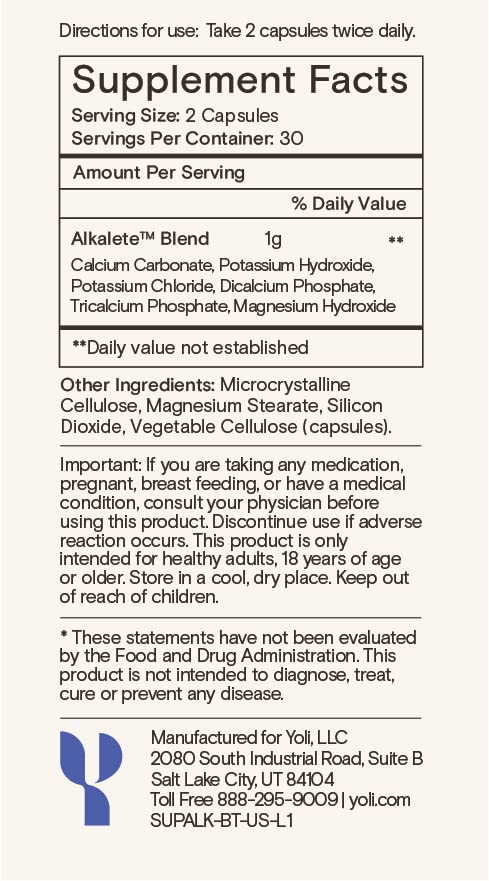 Yoli Alkalete mineral blend supported by hydration-focused formula