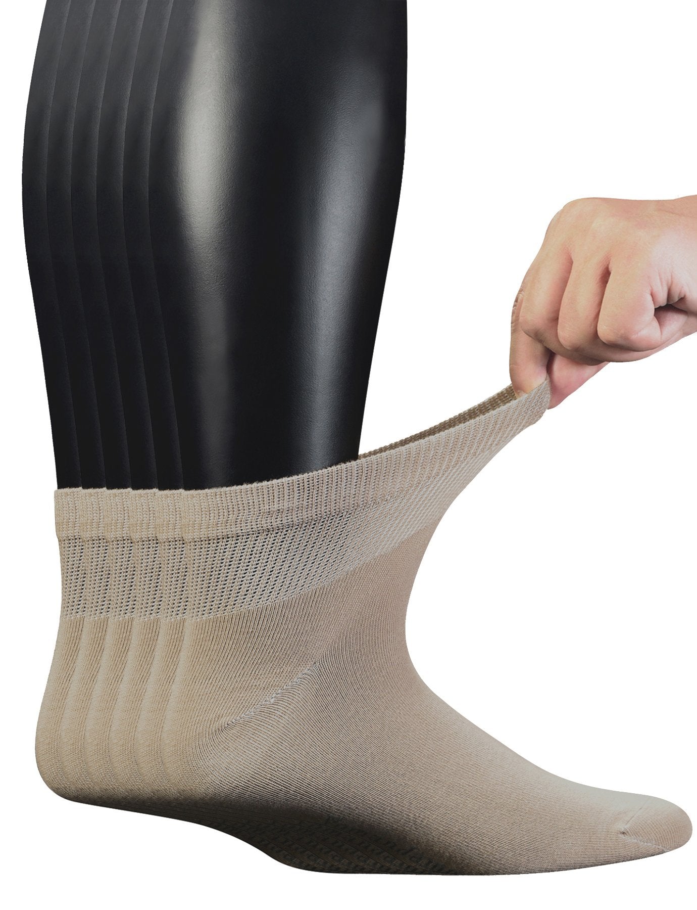 Yomandamor diabetic ankle socks close-up of seamless toe for reduced friction.