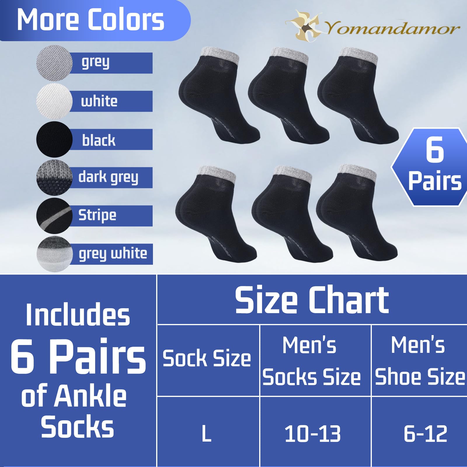 Yomandamor diabetic-friendly ankle socks ideal for daily activities and long days.