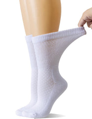 Yomandamor women's diabetic crew socks five-pair pack offering soft cotton comfort for sensitive feet.