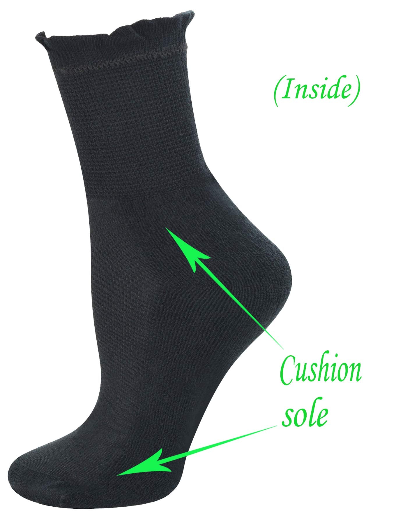 Yomandamor crew-length diabetic sock ready for all-day wear.