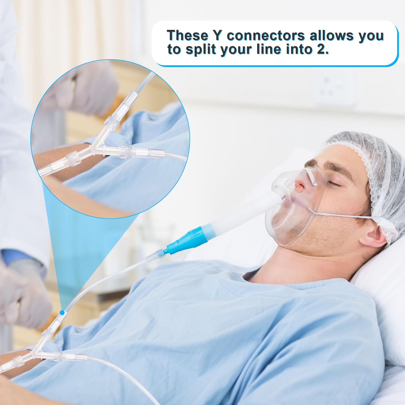 YONCOZY tubing installation demonstrates universal compatibility with multiple oxygen devices.