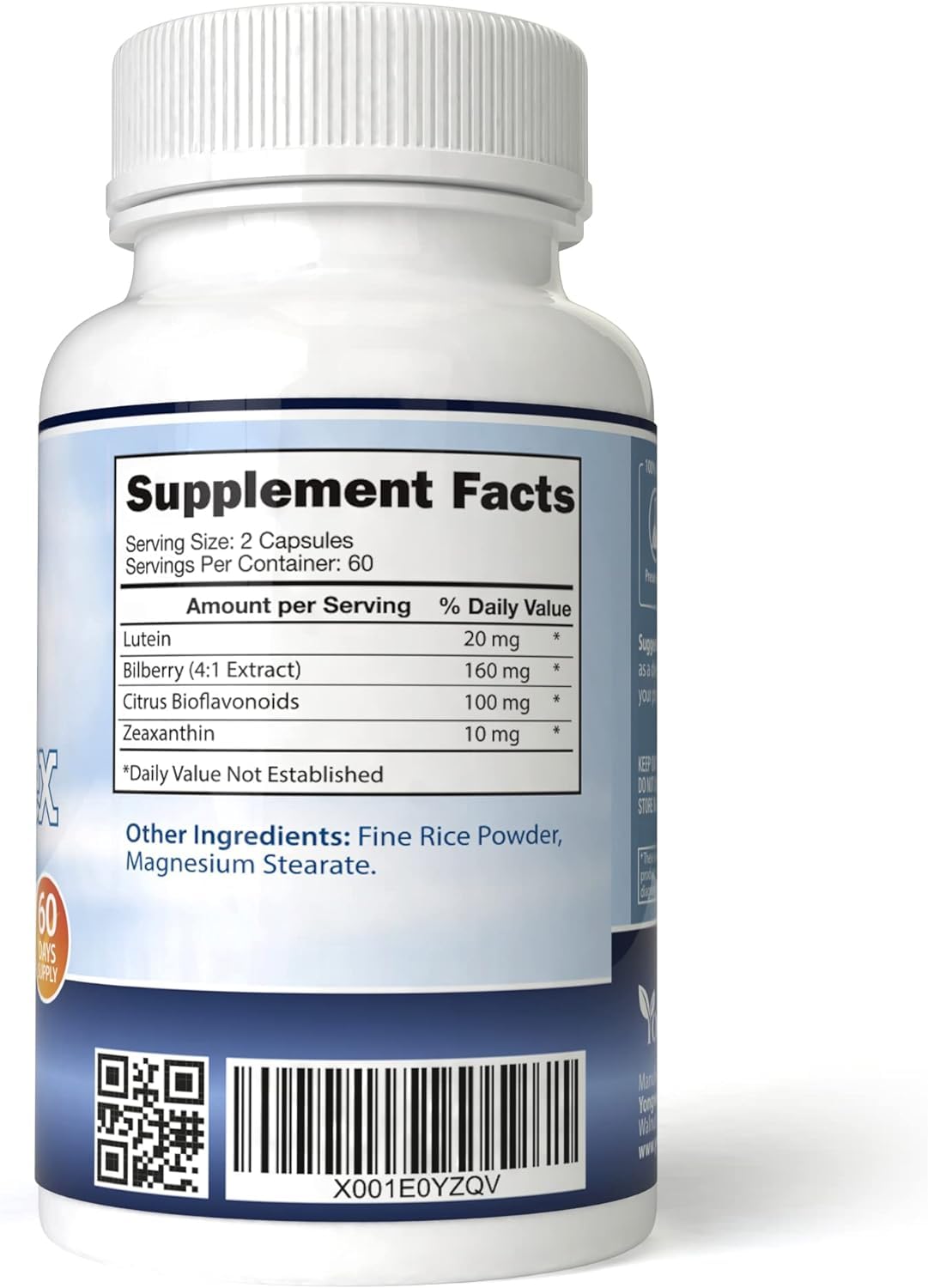 YongWell Total Eye Complex label detail showcases 120 capsules and USA made quality.