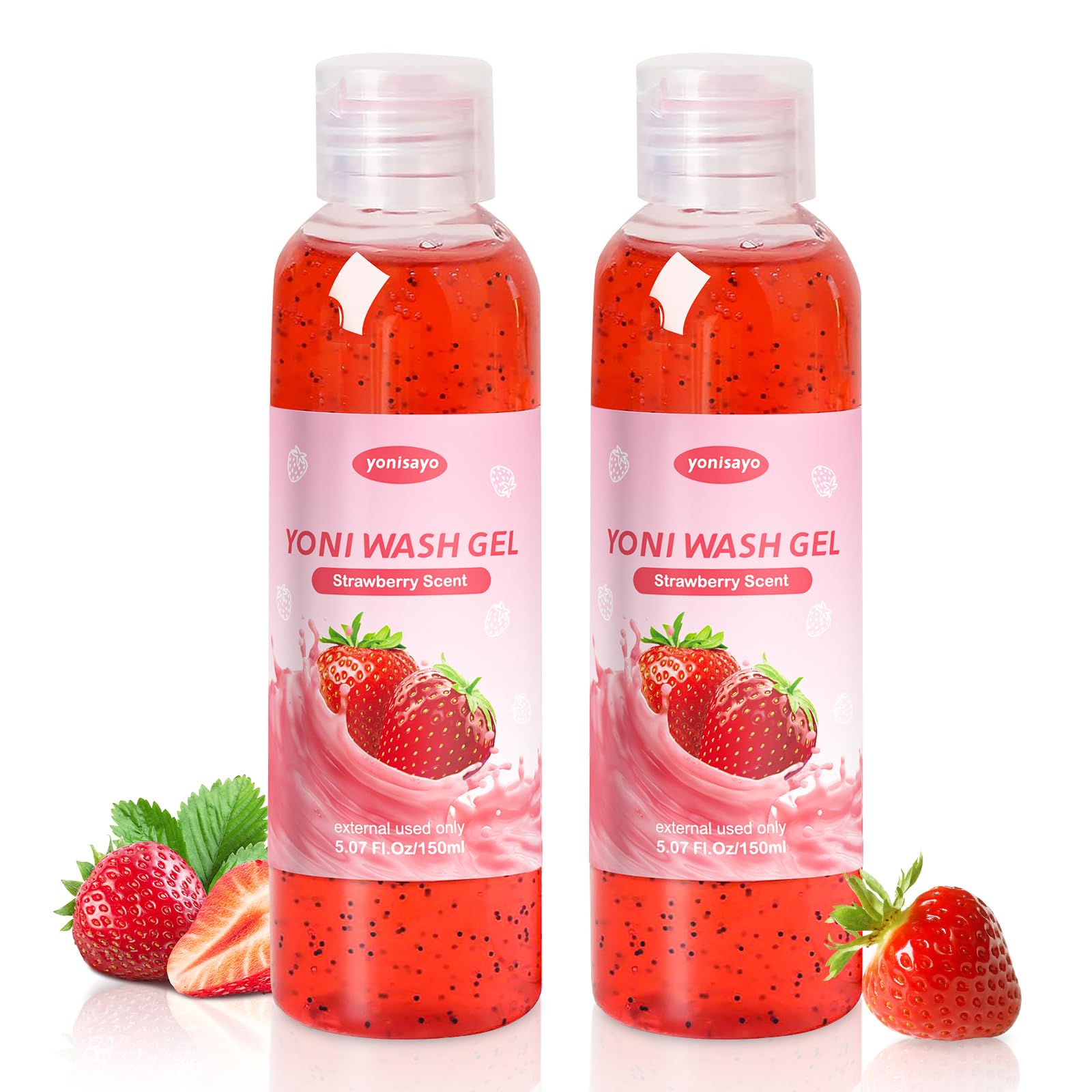 Yonisayo Yoni Wash strawberry bottle with refreshing scent