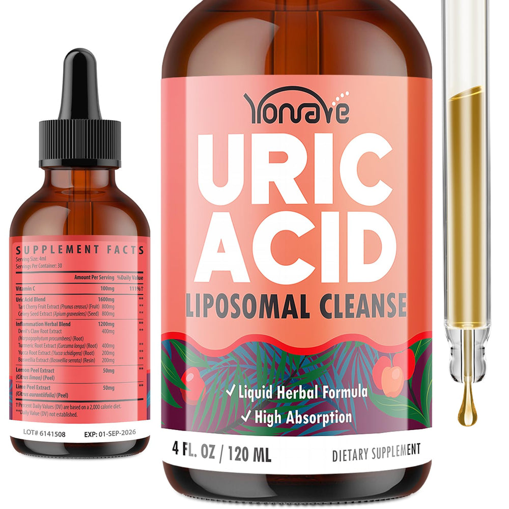 Yonrave liposomal uric acid drops bottle pour for convenient daily use.