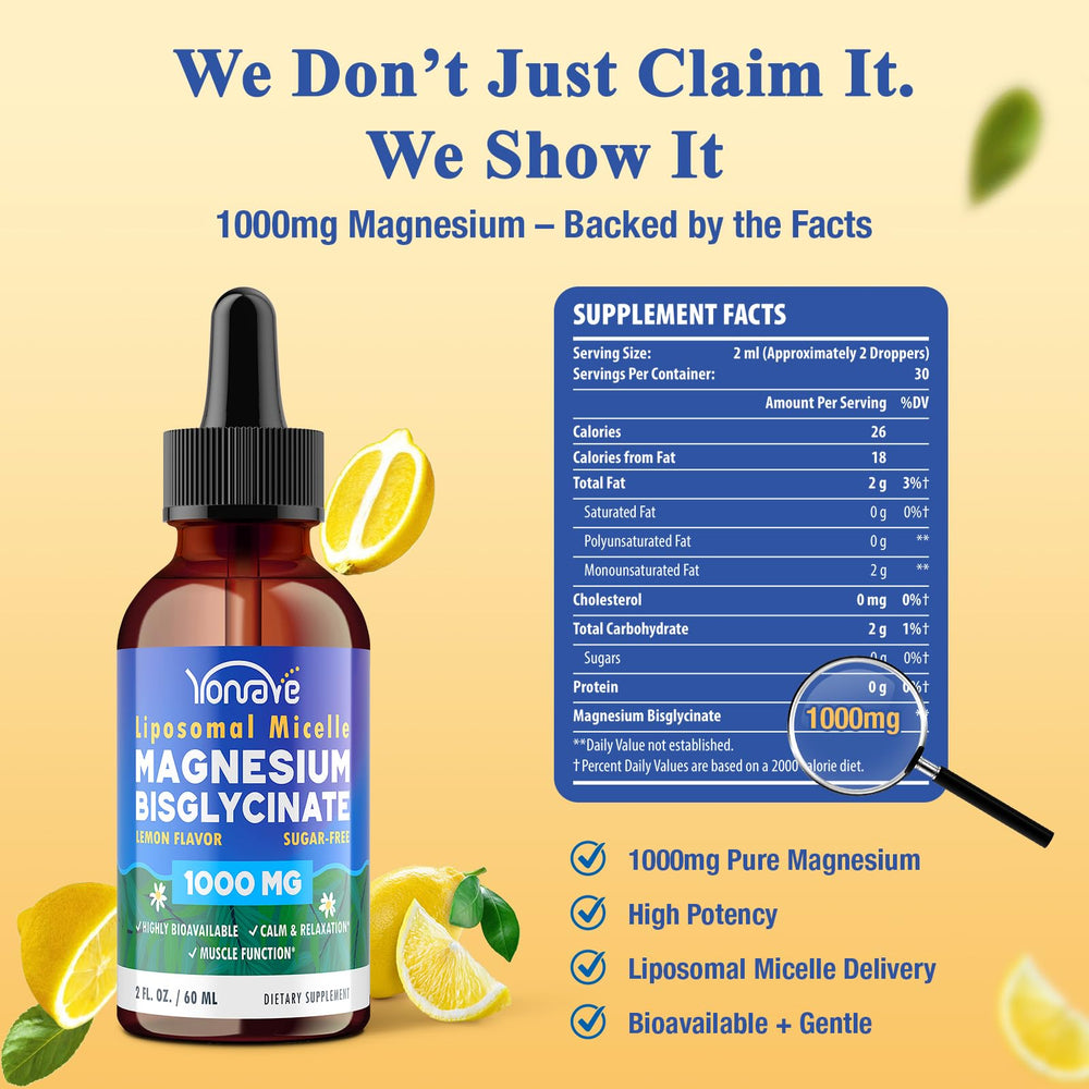 Yonrave Magnesium Bisglycinate Liquid dropper for precise daily dosing and convenience
