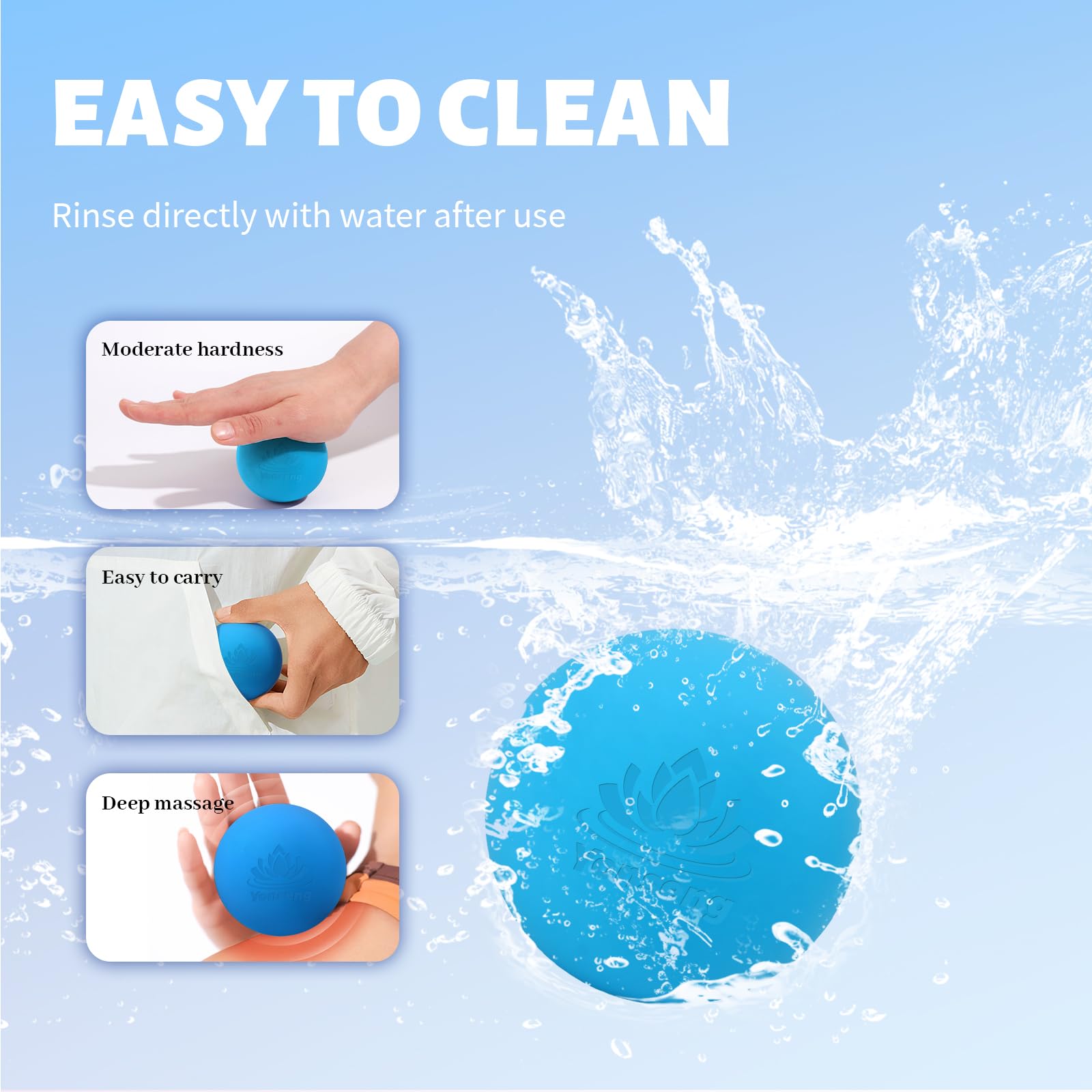 Yonseng lacrosse ball release blue targets fascia knots during self-massage sessions.