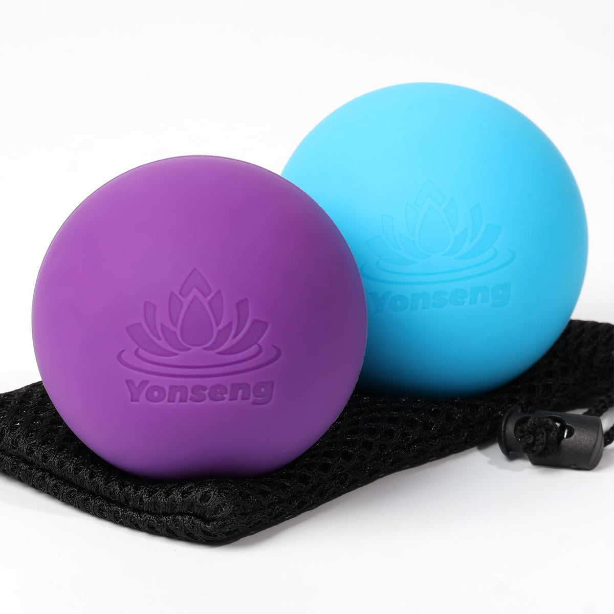 Pelotas Yonseng para masaje de yoga, dos paquetes en azul y morado, alivian tensión muscular.