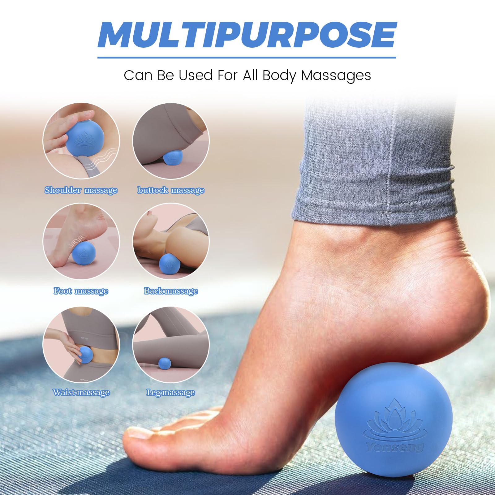 Bola de masaje Yonseng, textura de goma natural para uso duradero