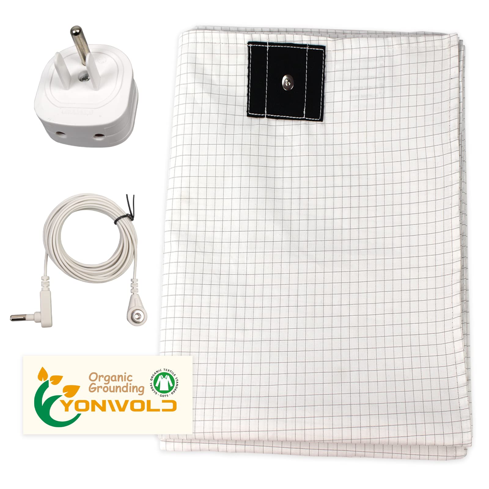 Yonwold grounding sheet with 10% silver fibers shown close-up for even conductivity.