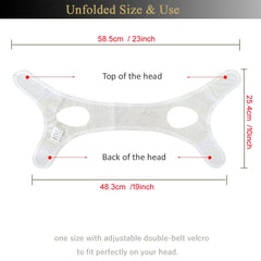CPAP-compatible chin strap in use with CPAP hose alignment