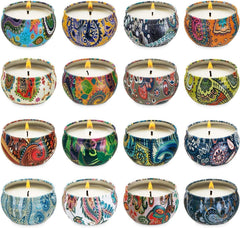 YOROXRG 16-pack travel tin candles creating cozy ambiance for any room