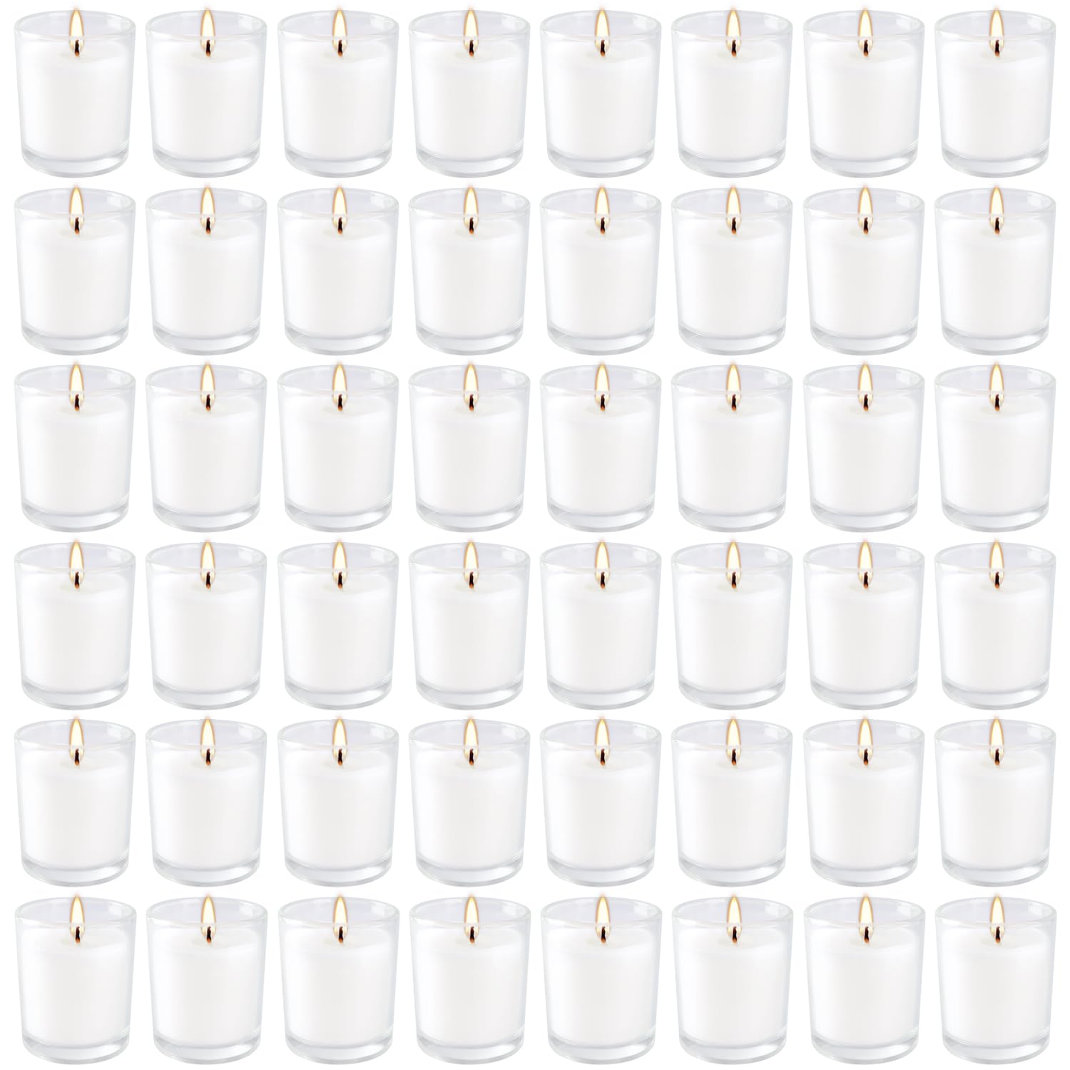 YOROXRG 48-pack white unscented glass votives for weddings and events