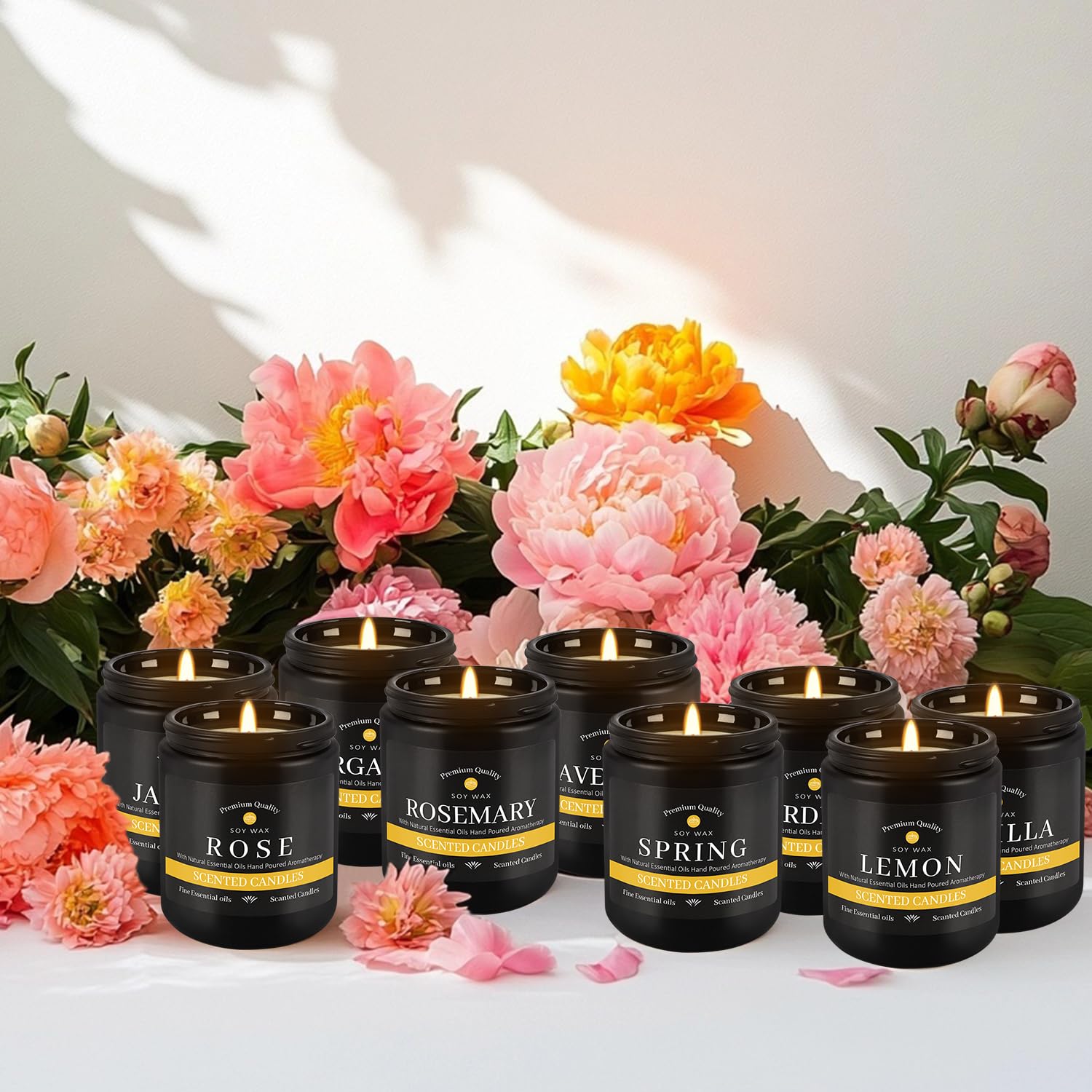 YOROXRG 9Pack lavender candle aids relaxing night routines.