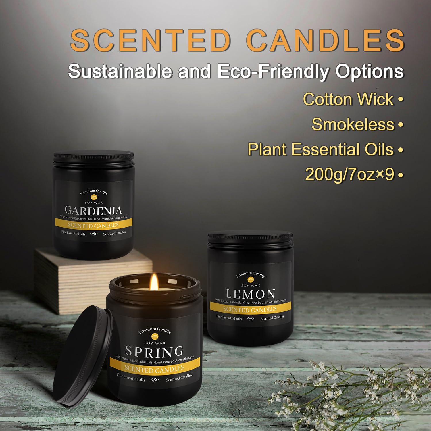 YOROXRG 9Pack lemon candle uplifts energy and air freshness.