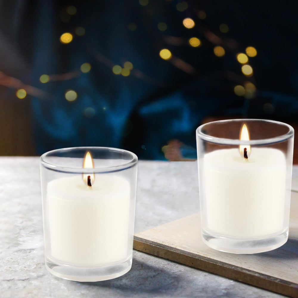 YOROXRG white votives in premium wax for clean glow
