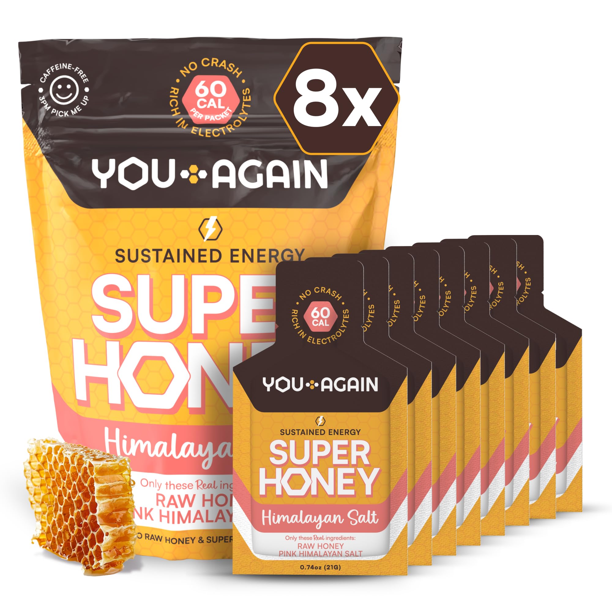 You Again Super Honey Clean Energy Gel sachet for on-the-go energy and smooth texture.