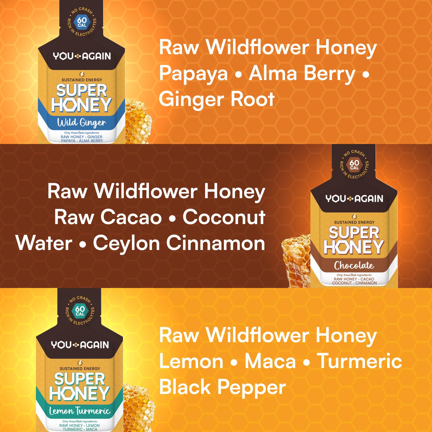 You Again Super Honey wild ginger flavor energizes workouts with natural sweetness.