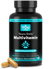 You Vites methylated multivitamin bottle close-up for daily energy support.