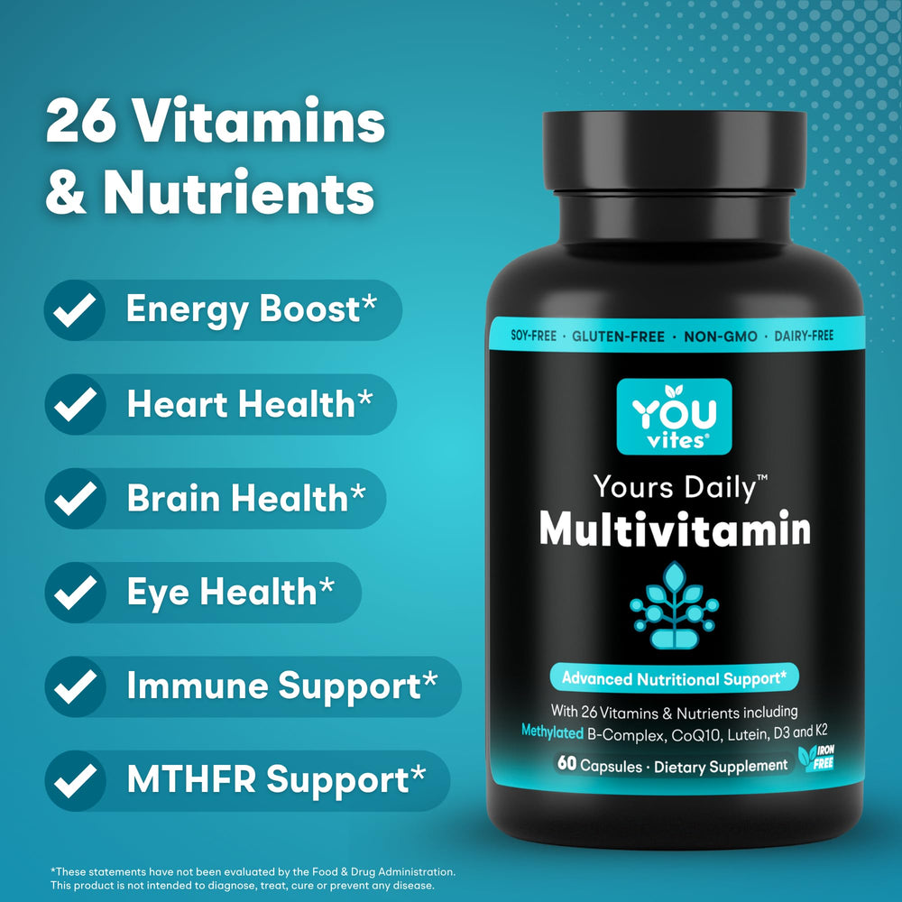 You Vites methylated multivitamin ingredients label highlighting B vitamin complex.