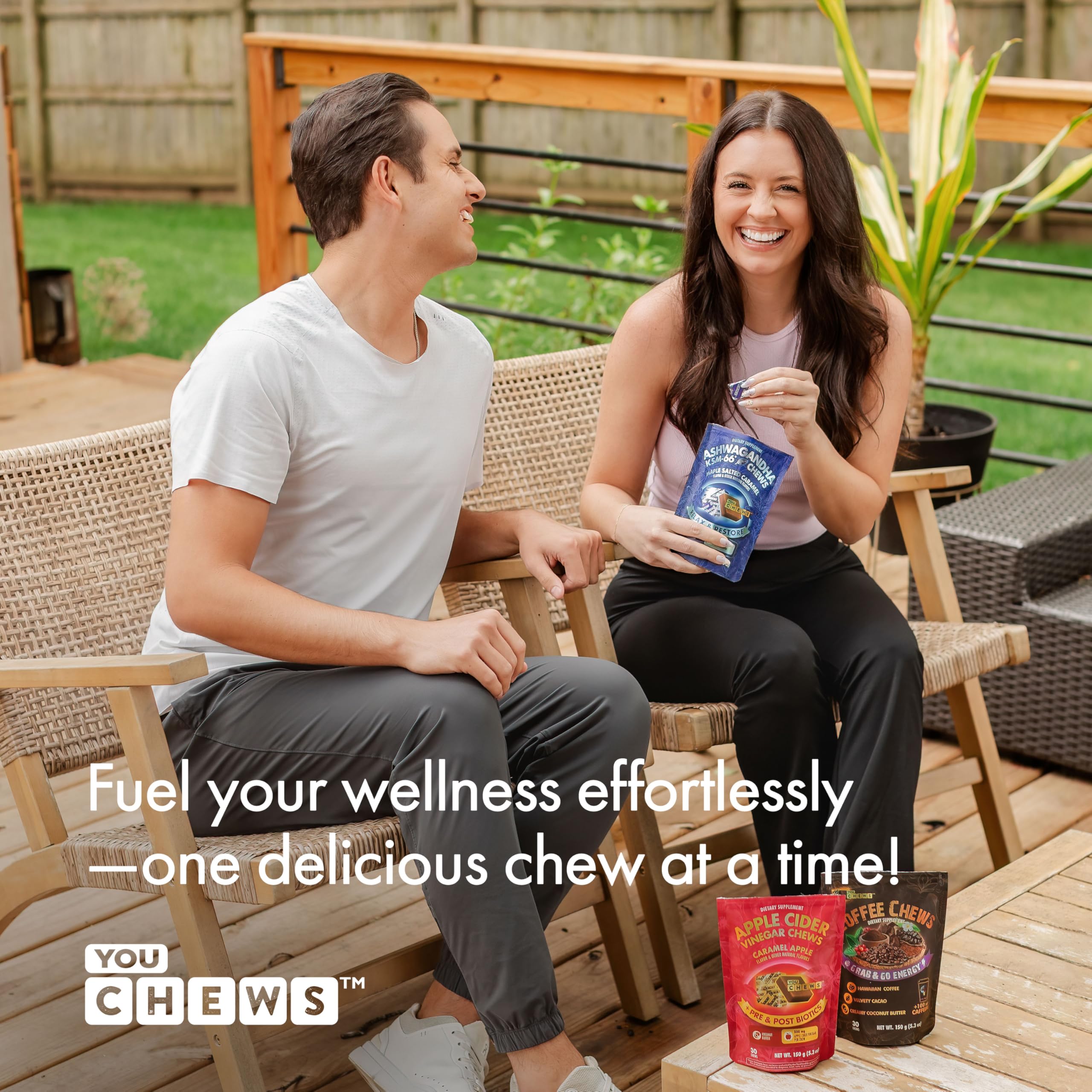 YouChews Ashwagandha KSM-66 lifestyle shot for on-the-go calm
