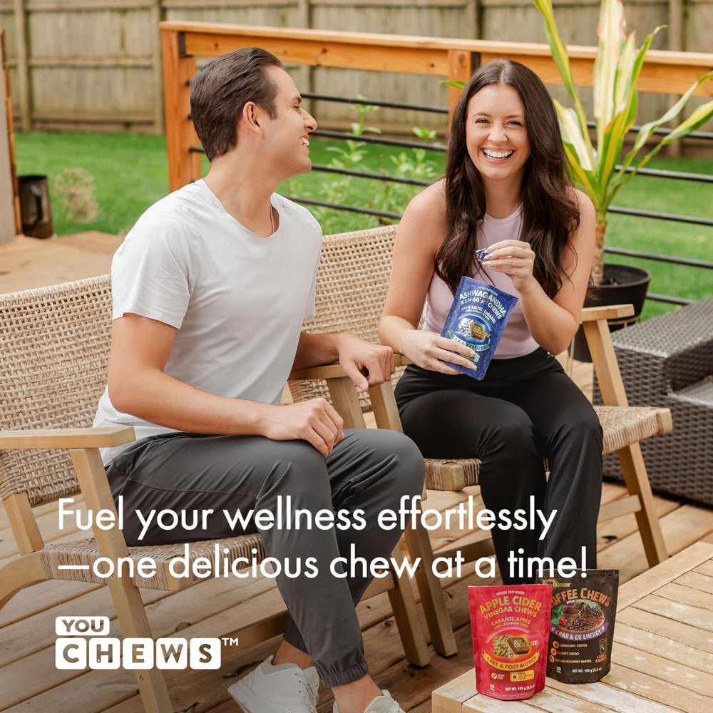 YouChews Ashwagandha KSM-66 lifestyle shot for on-the-go calm