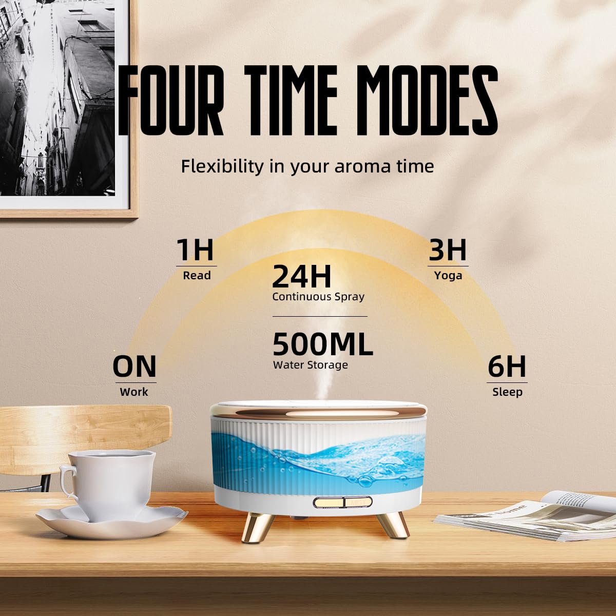 YOUENKITY 500ml diffuser side view highlighting compact footprint