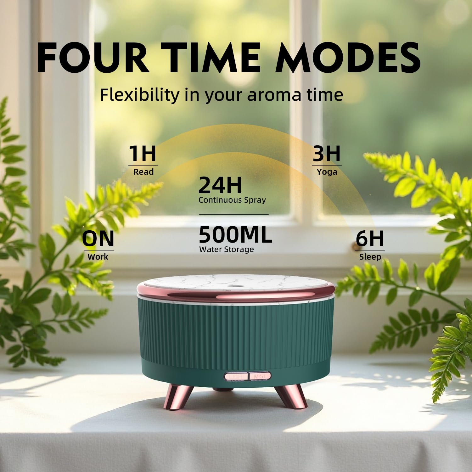YOUENKITY 7-color night light diffuser displaying ambient mood lighting.