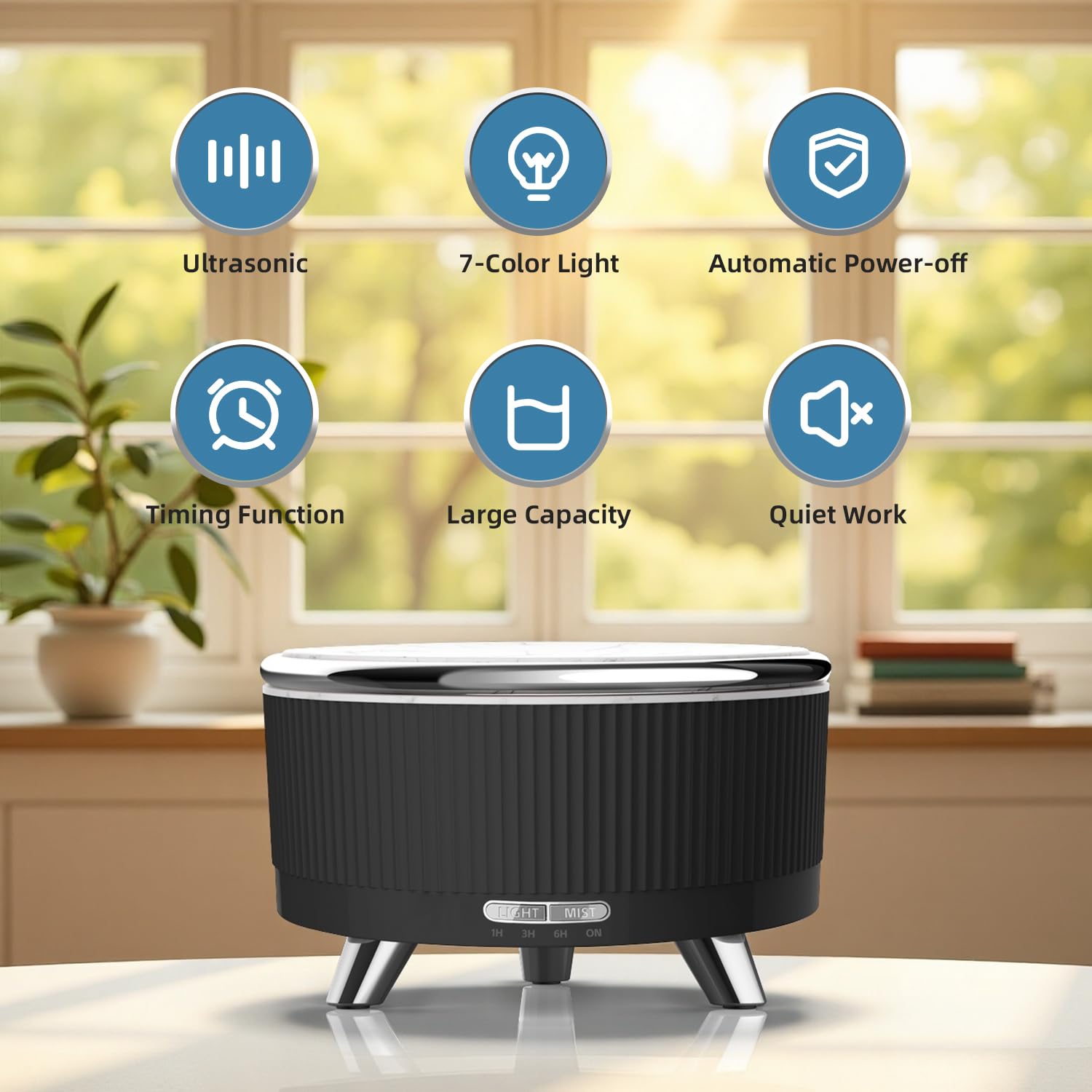 YOUENKITY diffuser remote-control for easy mist and light adjustments