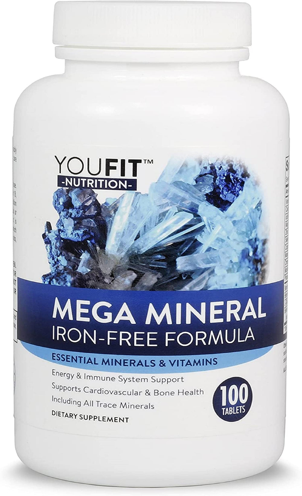 YouFit Mega Minerals bottle front view showing 72 minerals for overall wellness
