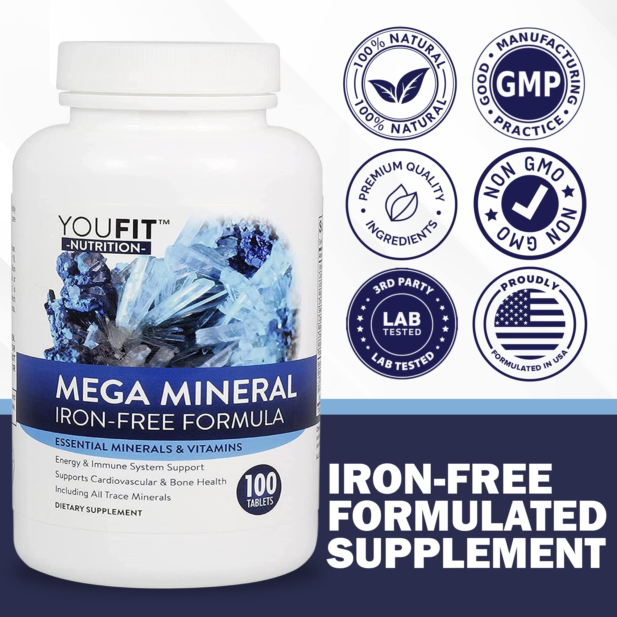 YouFit Mega Minerals ingredient list highlighting trace minerals