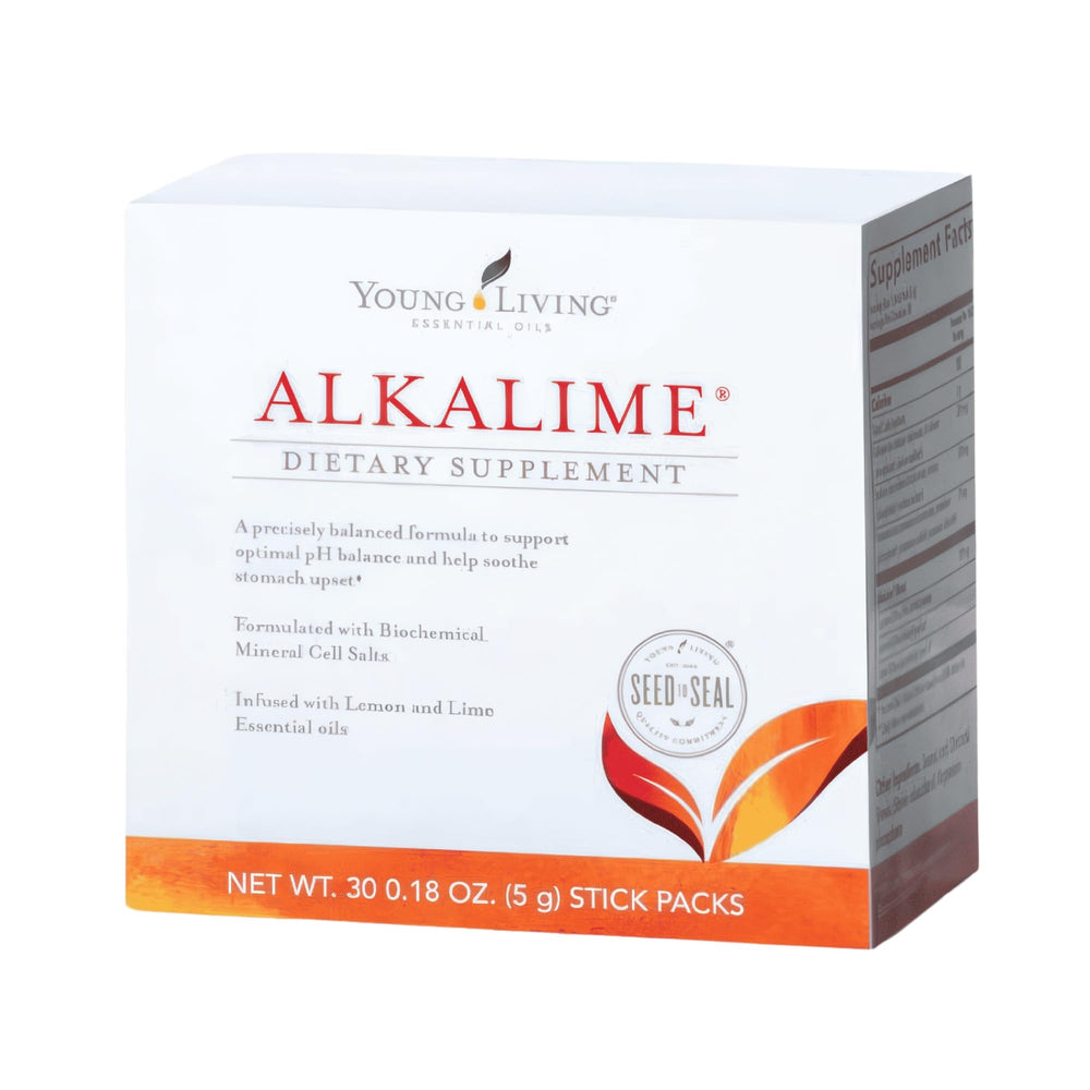 Young Living AlkaLime Stick Packs front pack showing citrus label for on the go use