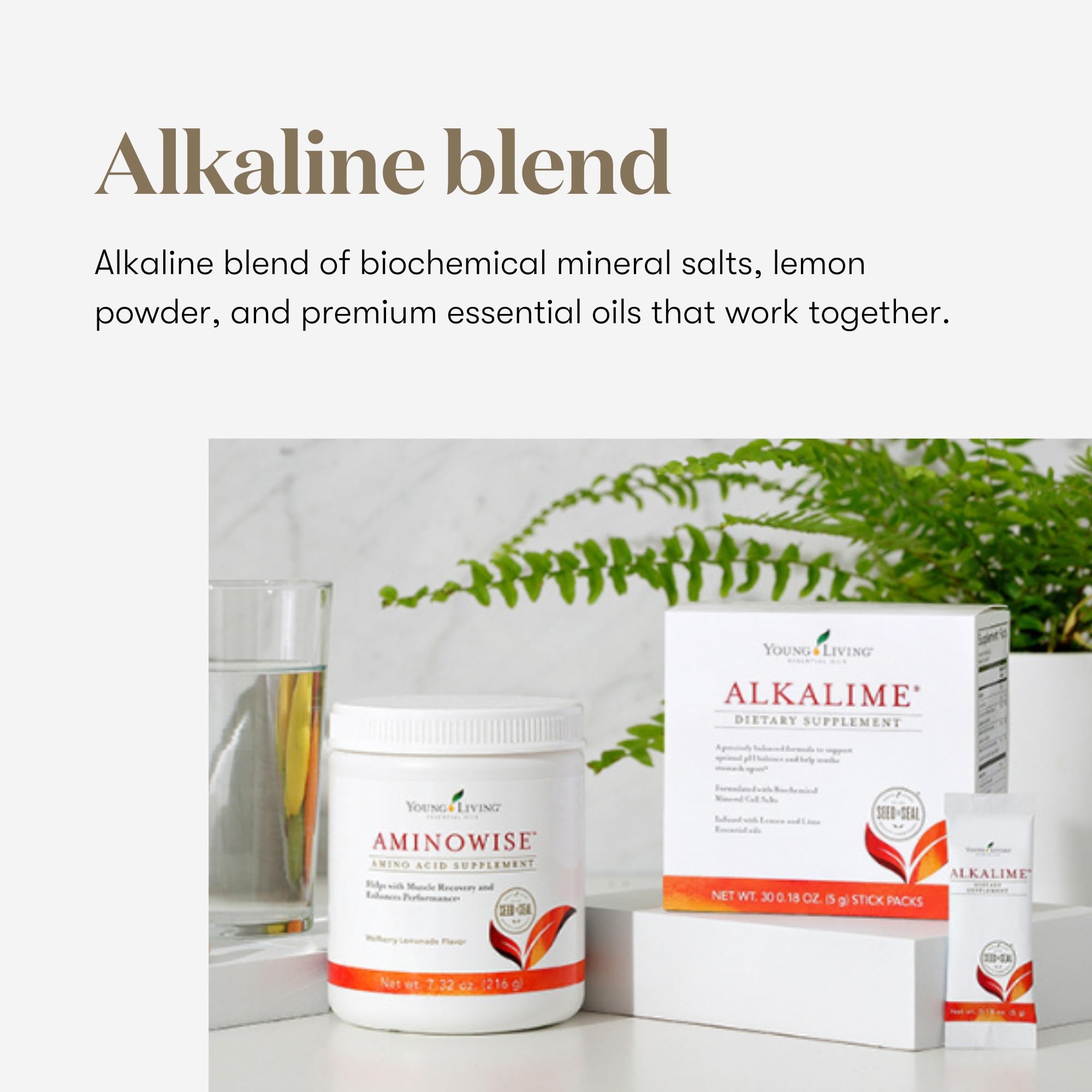 Young Living AlkaLime Stick Packs nutrition label highlighting minerals