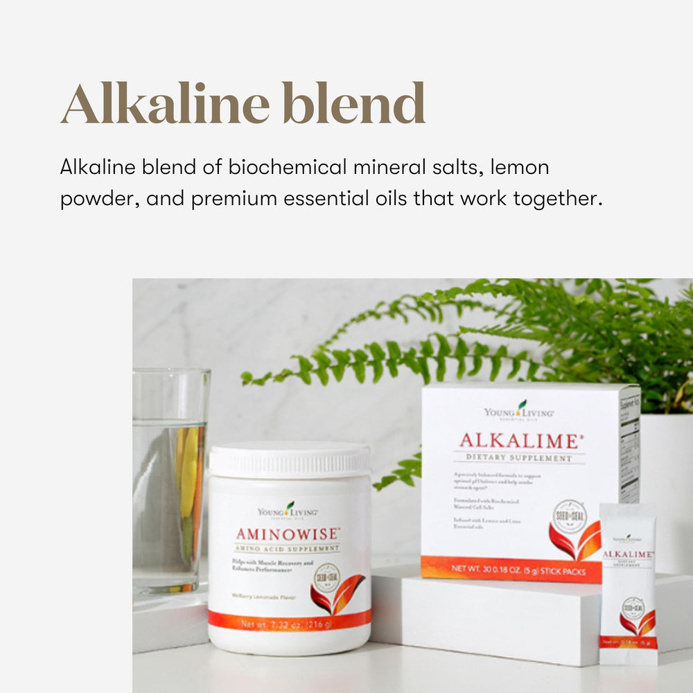 Young Living AlkaLime Stick Packs nutrition label highlighting minerals