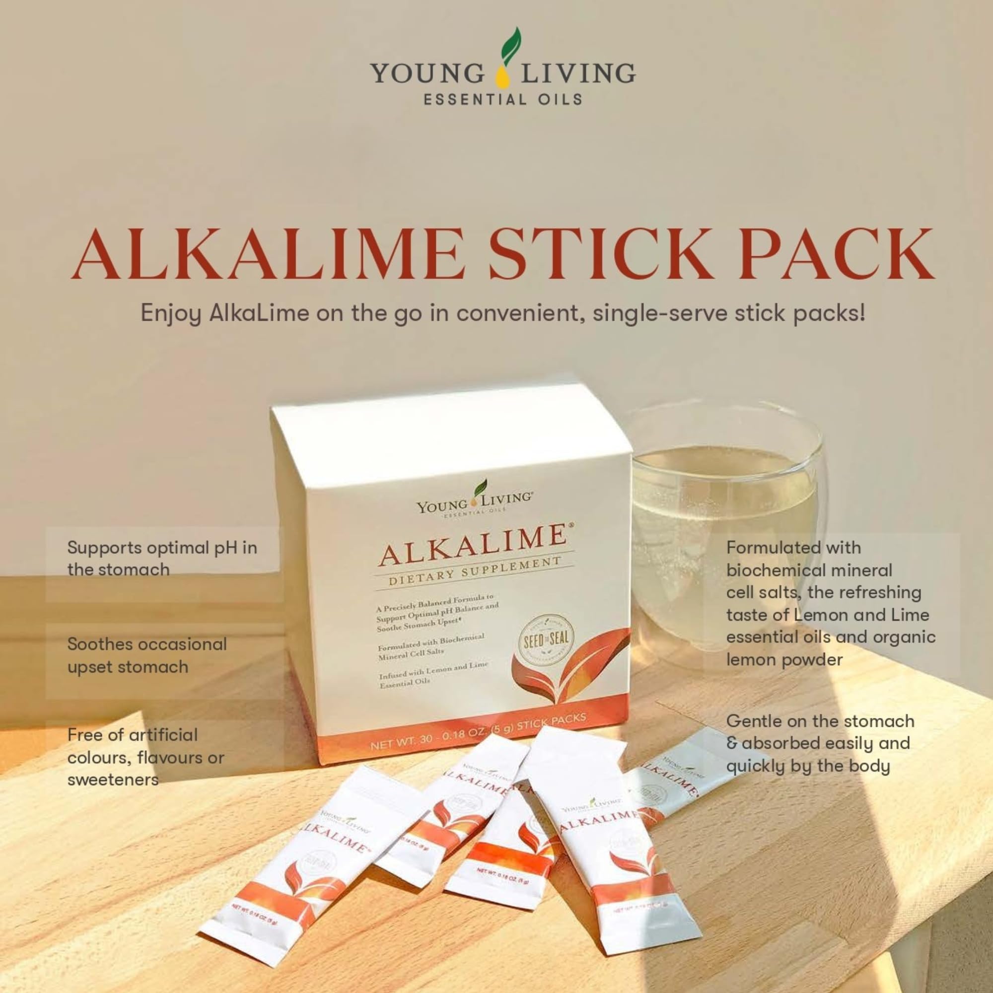 Young Living AlkaLime Stick Packs in use for on the go hydration