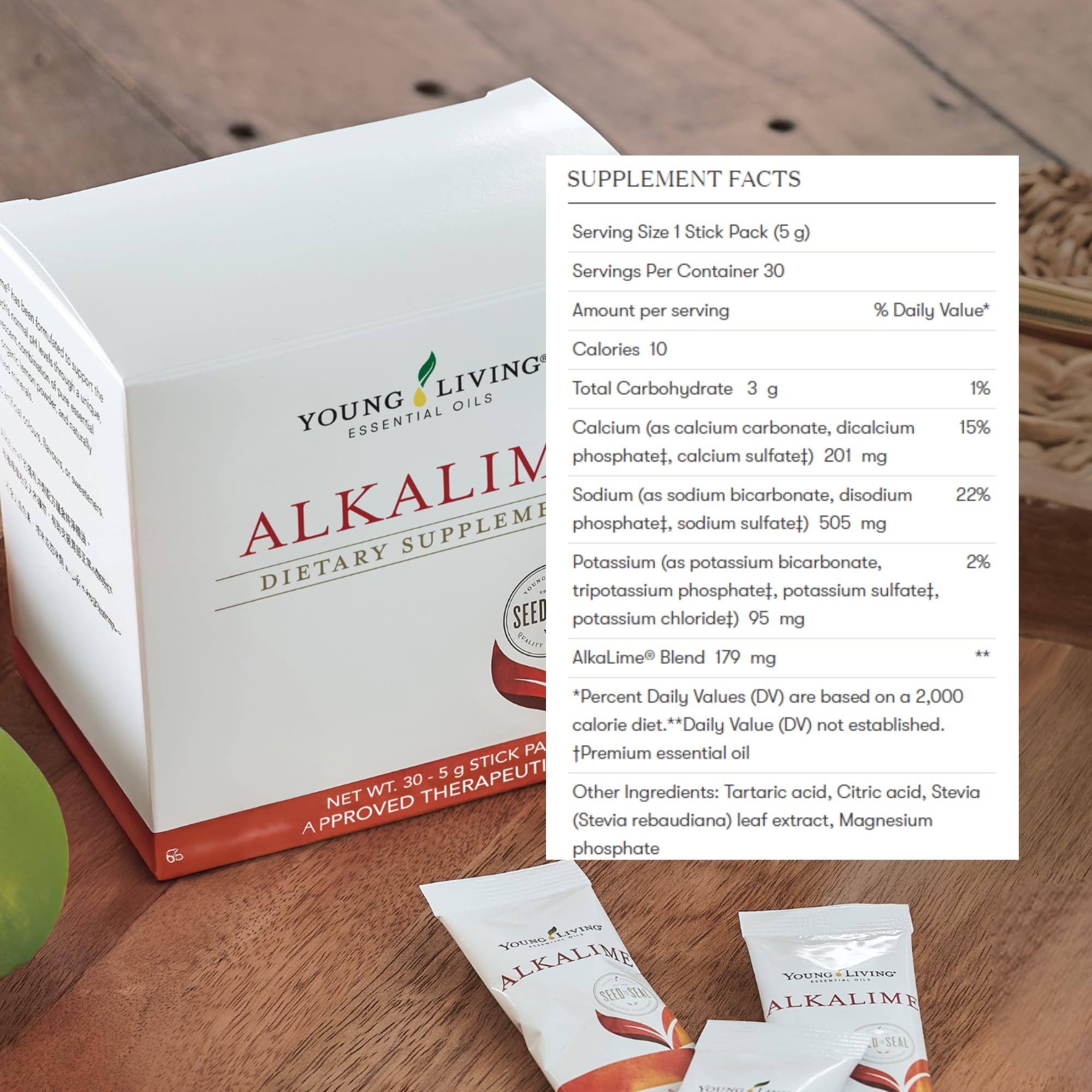 Young Living AlkaLime Stick Packs travel friendly packaging in a bag