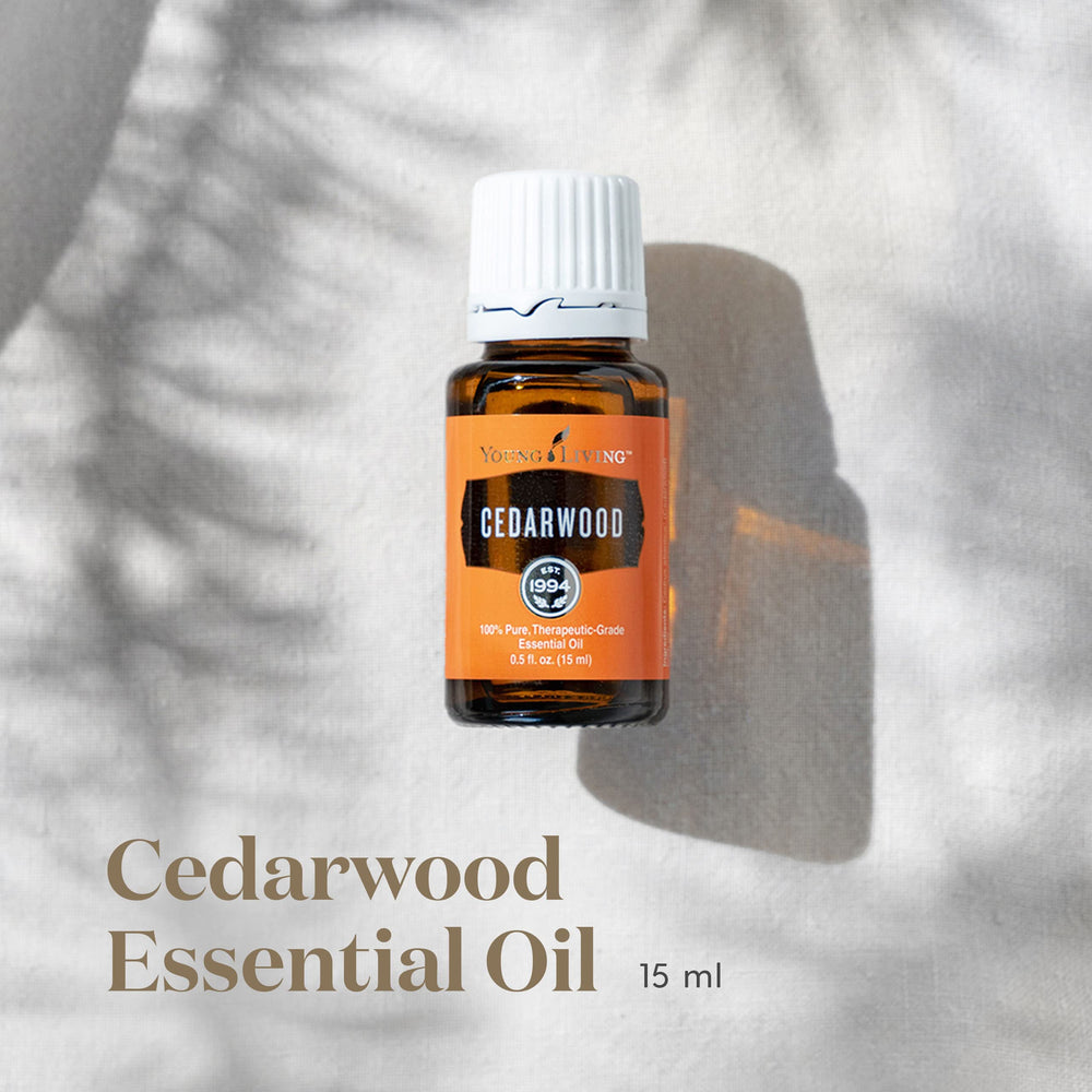Young Living Cedarwood oil diffusing drops create a calming, cozy atmosphere.