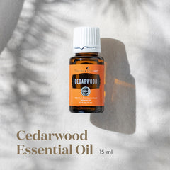 Young Living Cedarwood oil diffusing drops create a calming, cozy atmosphere.