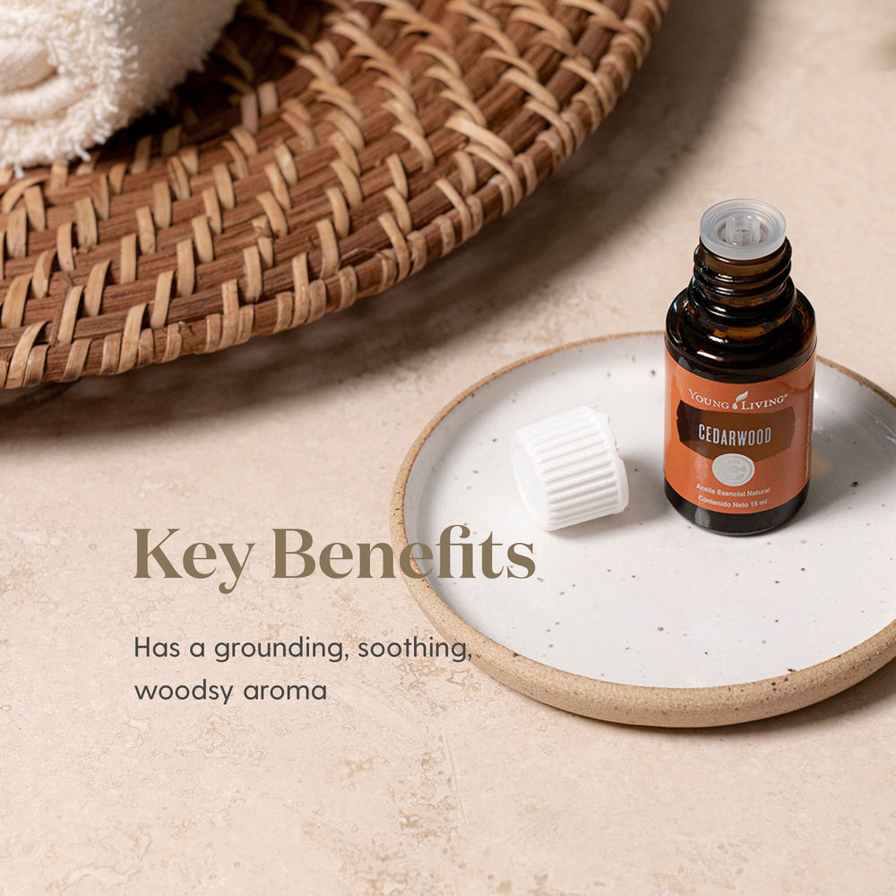 Young Living Cedarwood oil supports healthy hair with gentle nourishment.