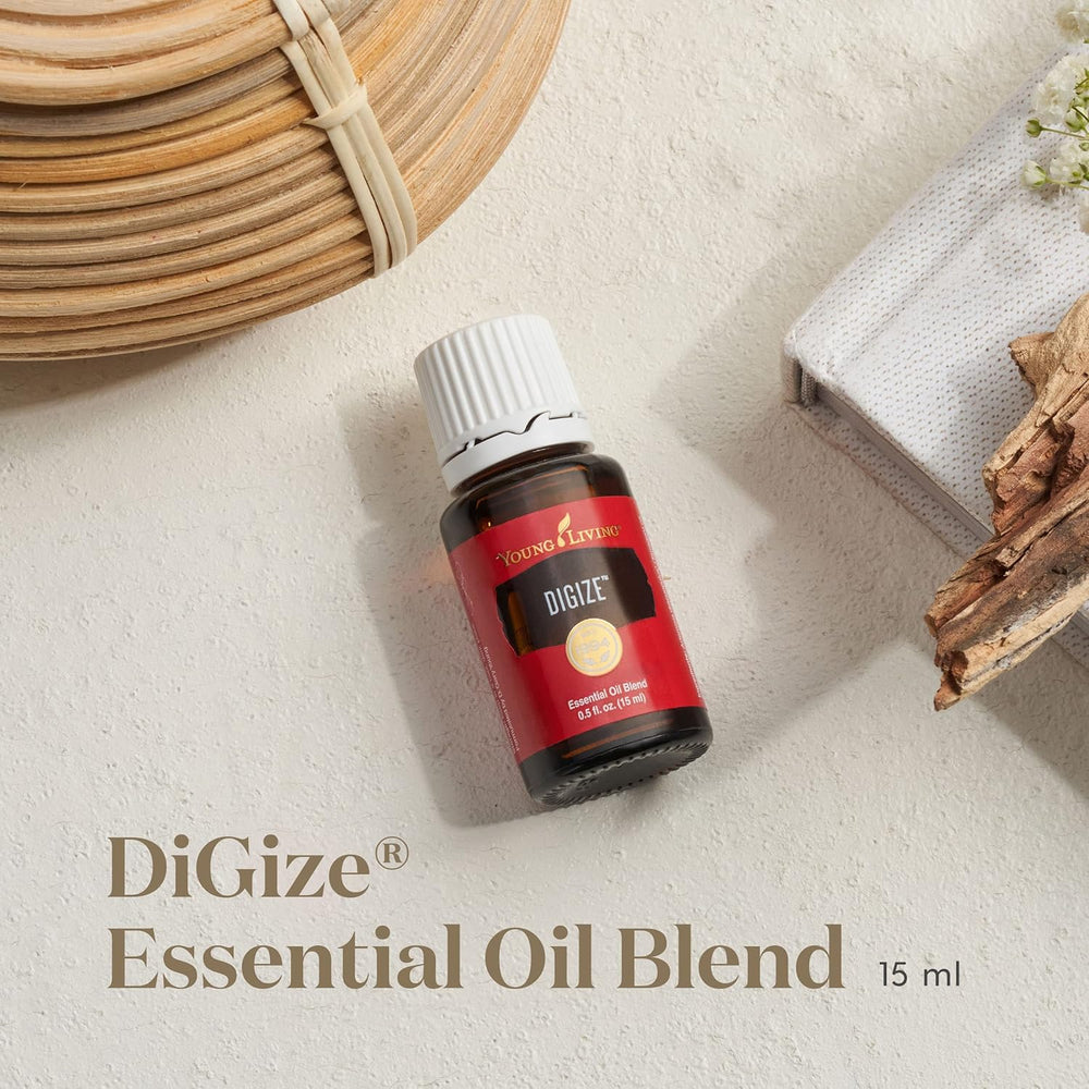 DiGize bottle cap close-up revealing travel-friendly essential oil packaging