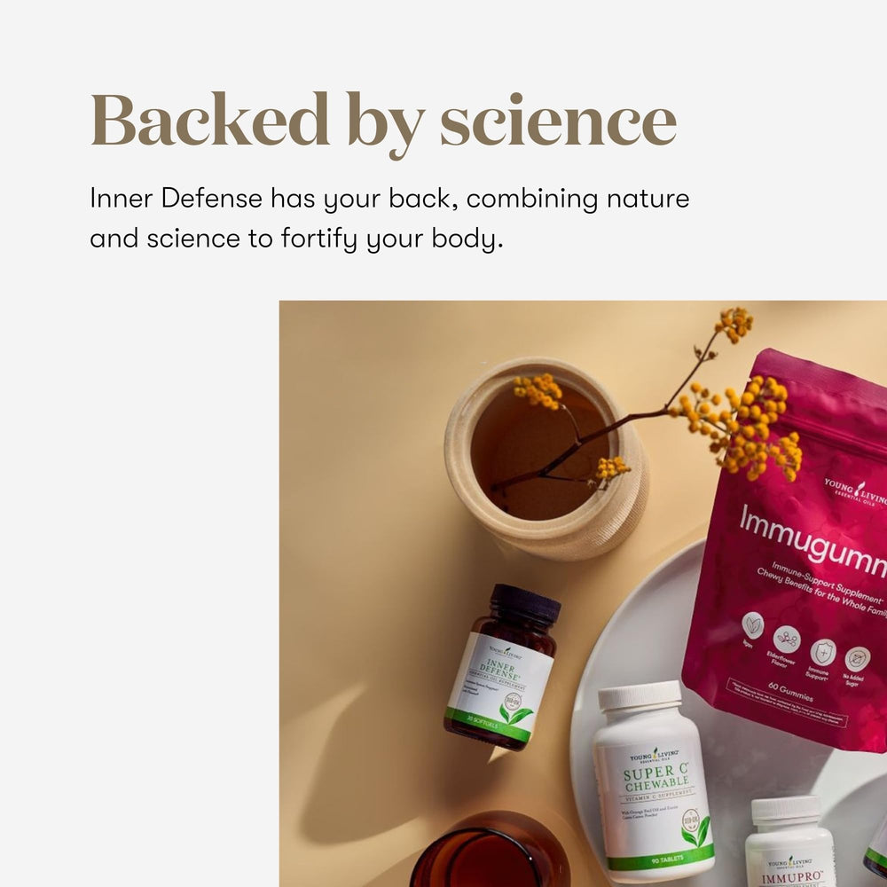 Young Living Inner Defense packaging box with usage guidance.