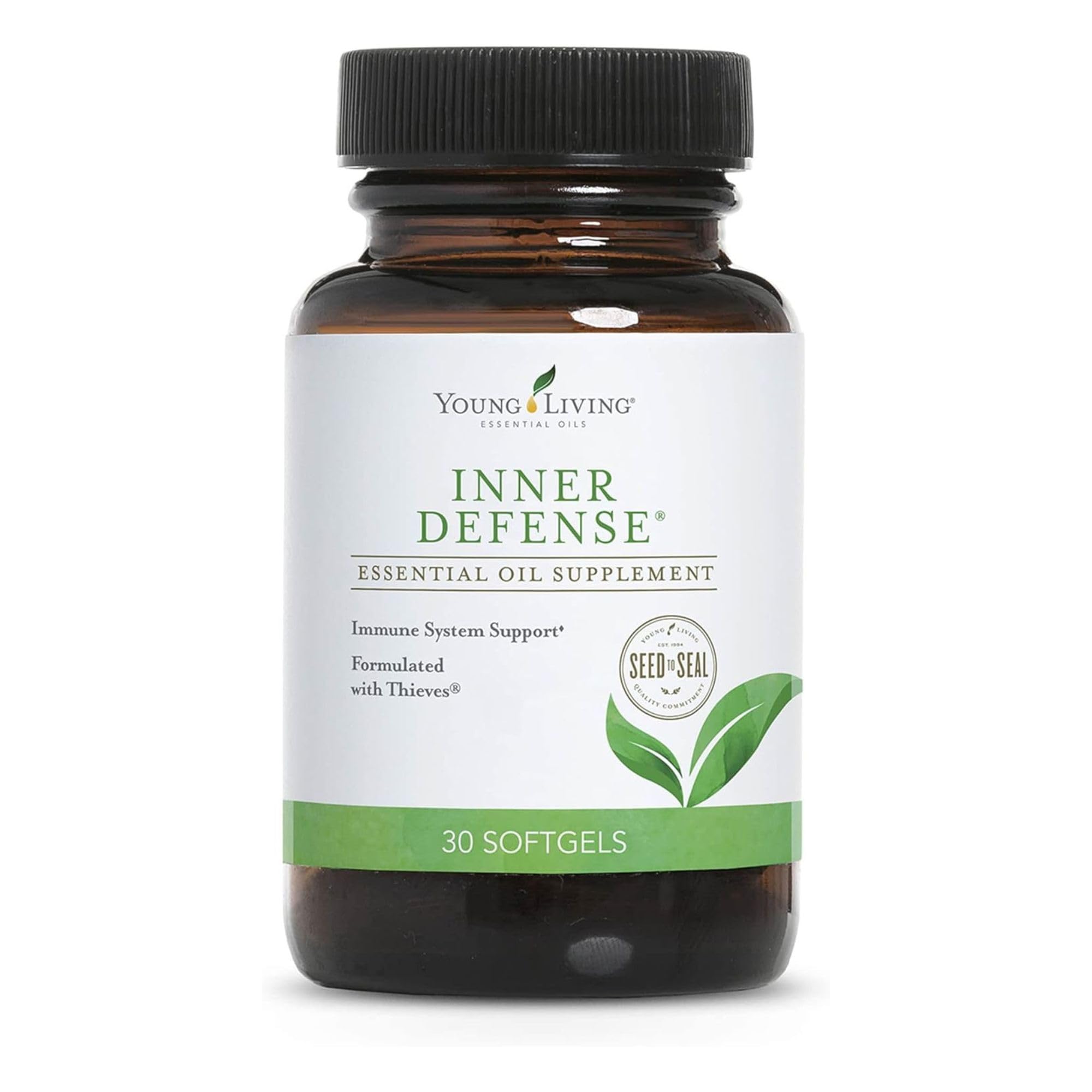 Young Living Inner Defense softgels bottle for daily immune support.