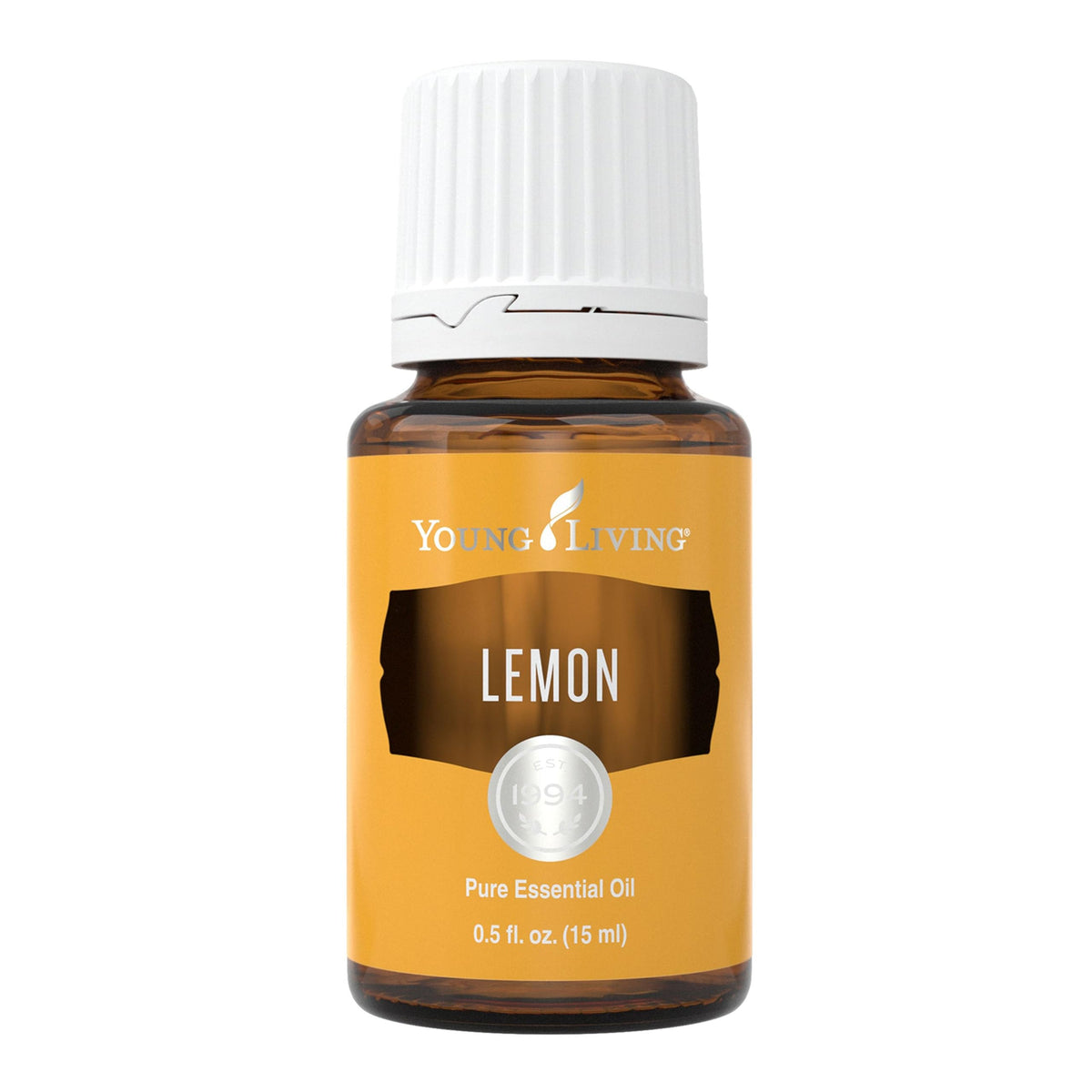 Young Living Lemon essential oil bottle closeup showing vibrant citrus aroma