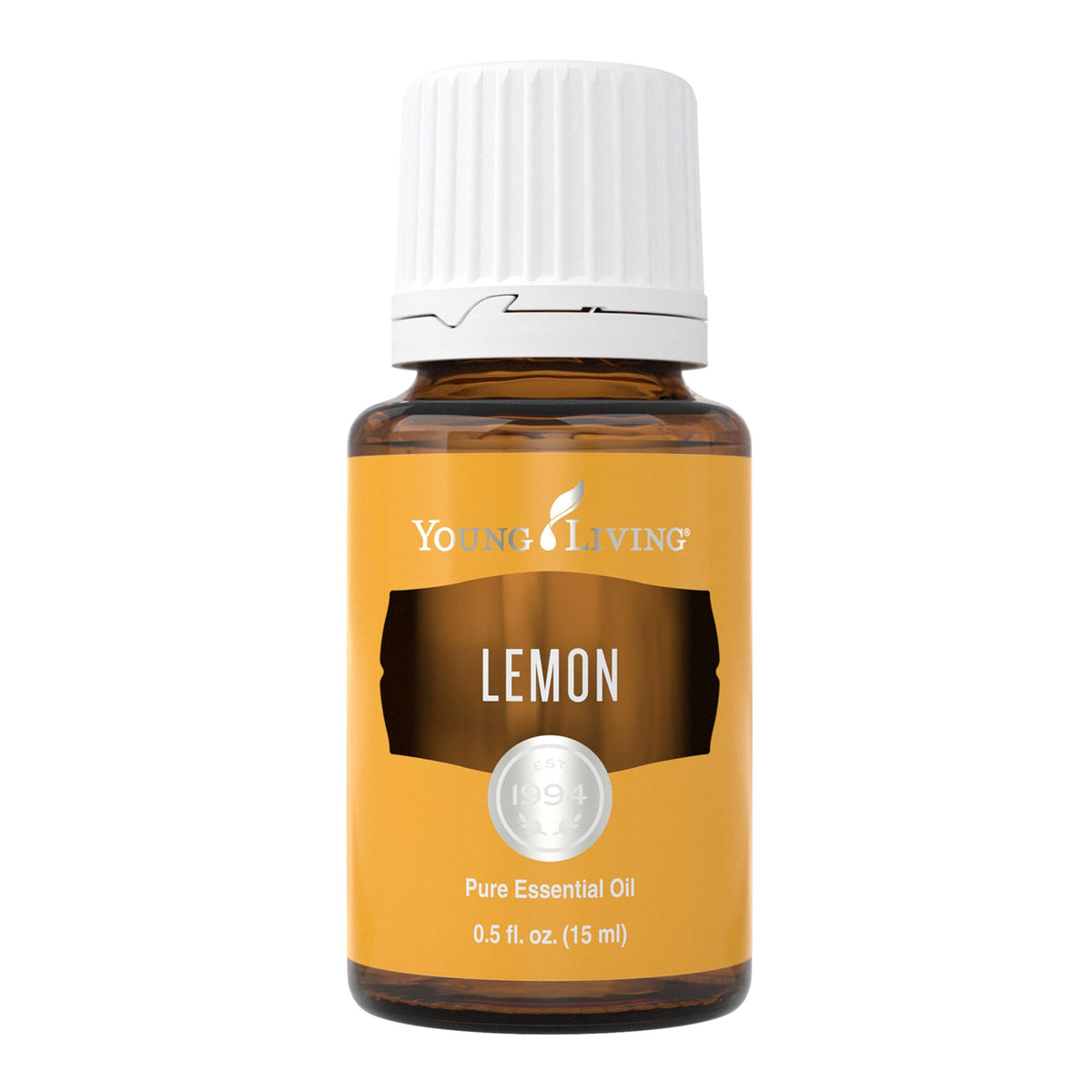Young Living Lemon oil bottle—bright citrus scent for uplifting diffusions and fresh rooms.