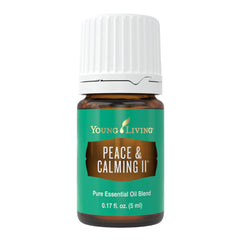 Young Living Peace & Calming II bottle close-up ready for a soothing diffuser session