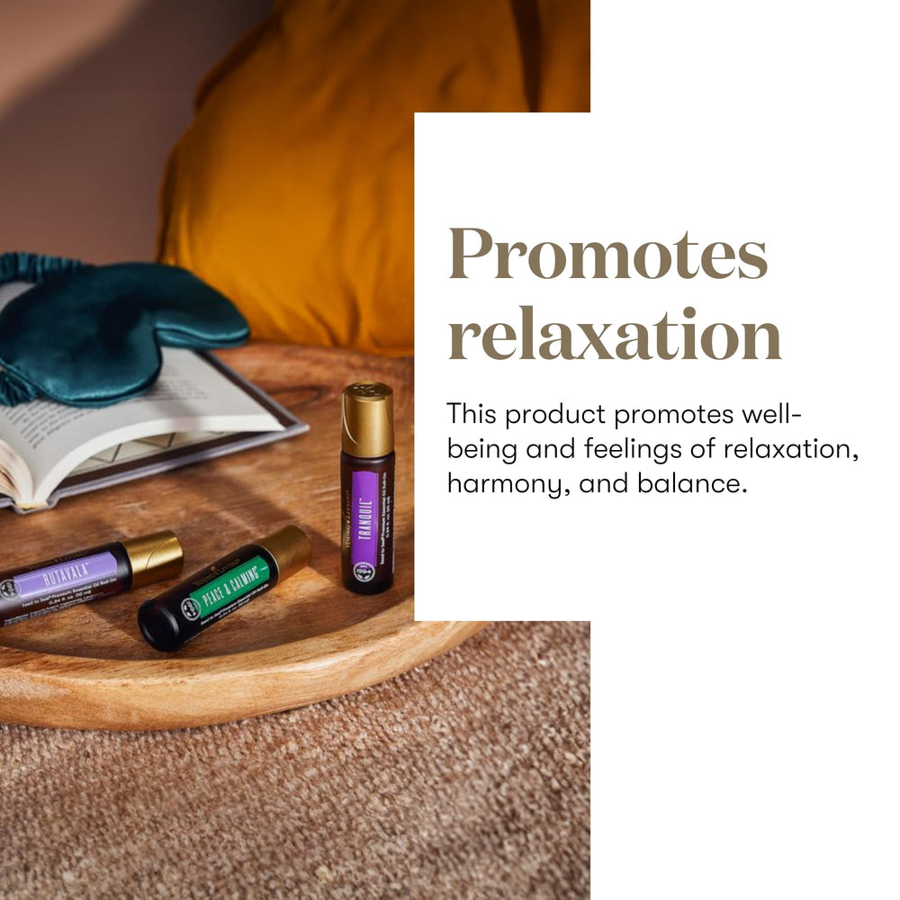 Ingredients-focused image highlighting Tangerine, Orange, Ylang Ylang and Blue Tansy