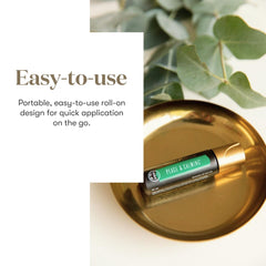 Closeup drops of Young Living Peace & Calming Roll-On show citrusy, comforting scent