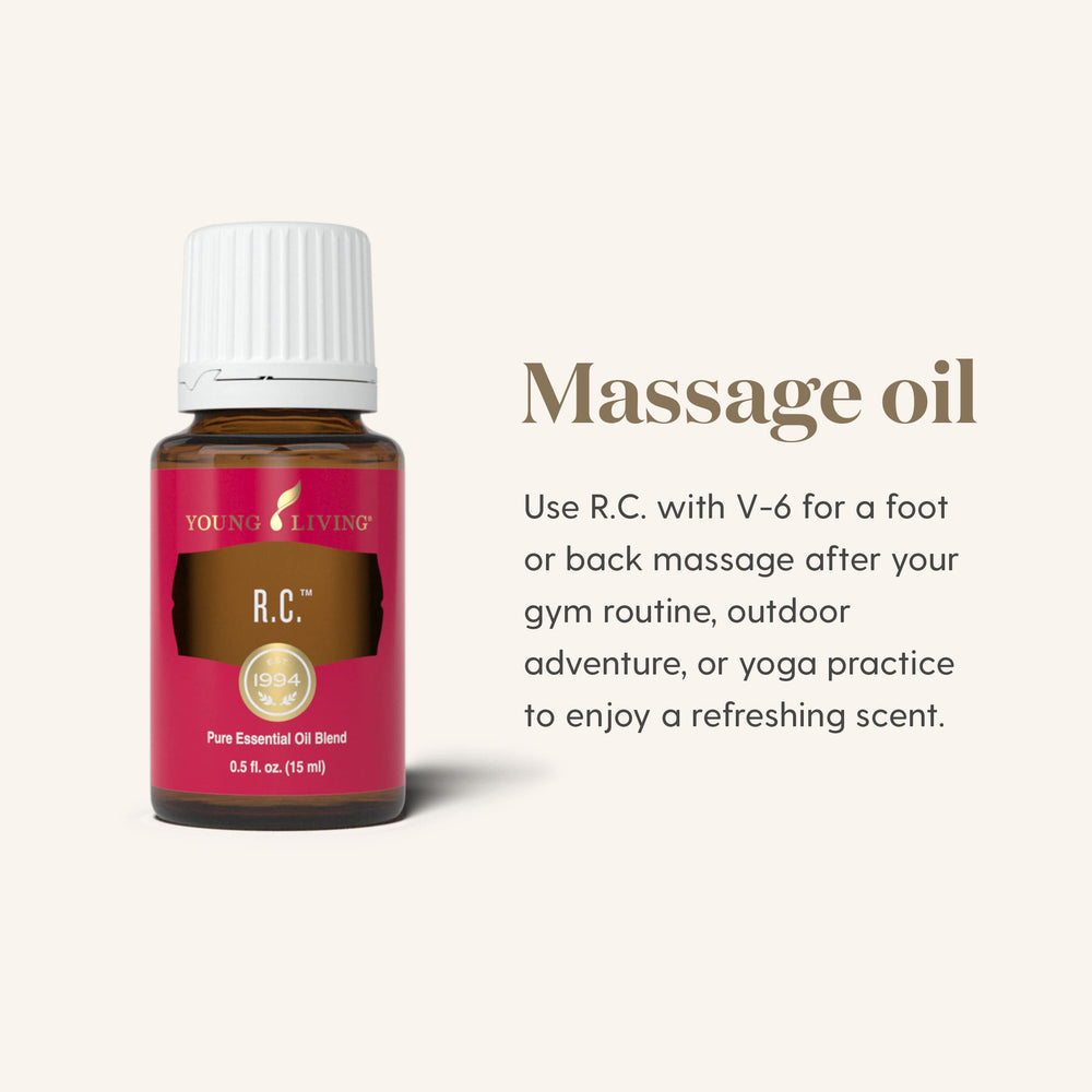 Young Living RC Blend bottle in a cozy room for mood lift.