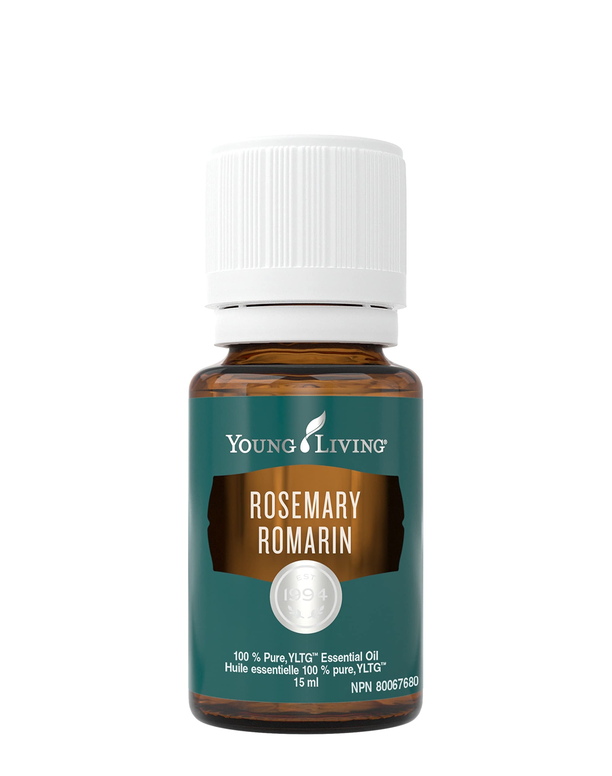 Young Living Rosemary Oil bottle front for energizing aromatherapy.