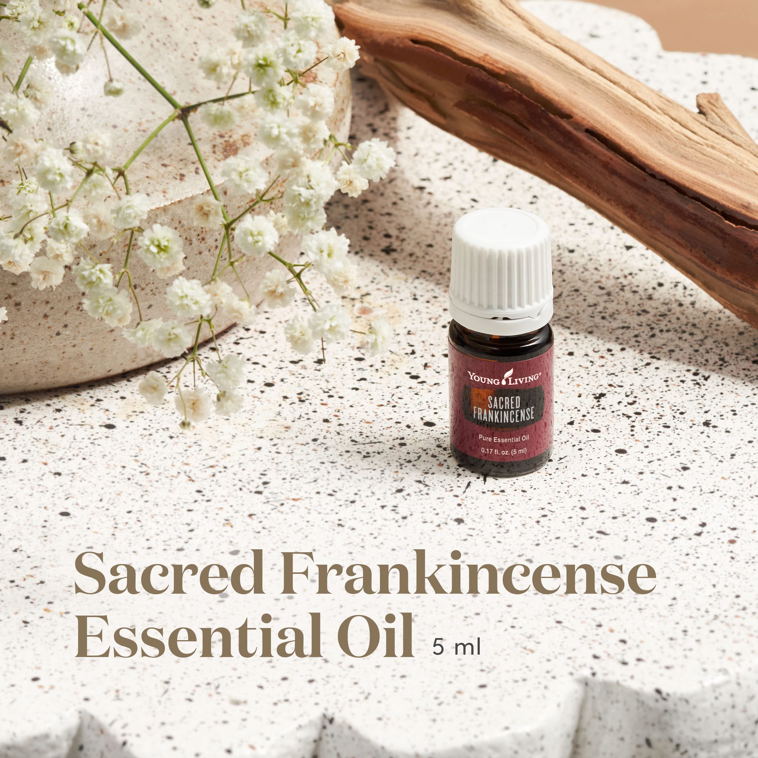 Young Living Sacred Frankincense diffuser scene; creates calm ambiance for meditation and yoga.